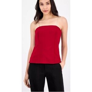 Anne Klein Red Classic Corset Top Sleeveless Zip-Back Top Women's M Adjustable